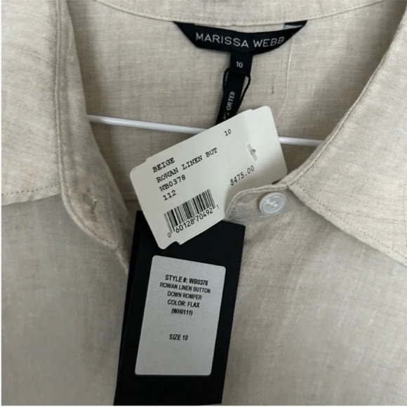 Marissa Webb Rowan Linen Button Down Romper NWT - Picture 10 of 11